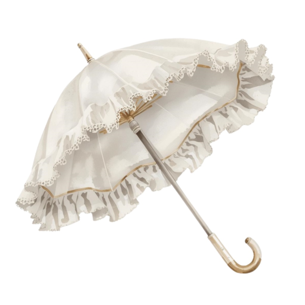 水彩風 フリル傘 コレクション(全12点 PNG)|Watercolor Frilled Umbrella Clipart Collection (12 PNGs)