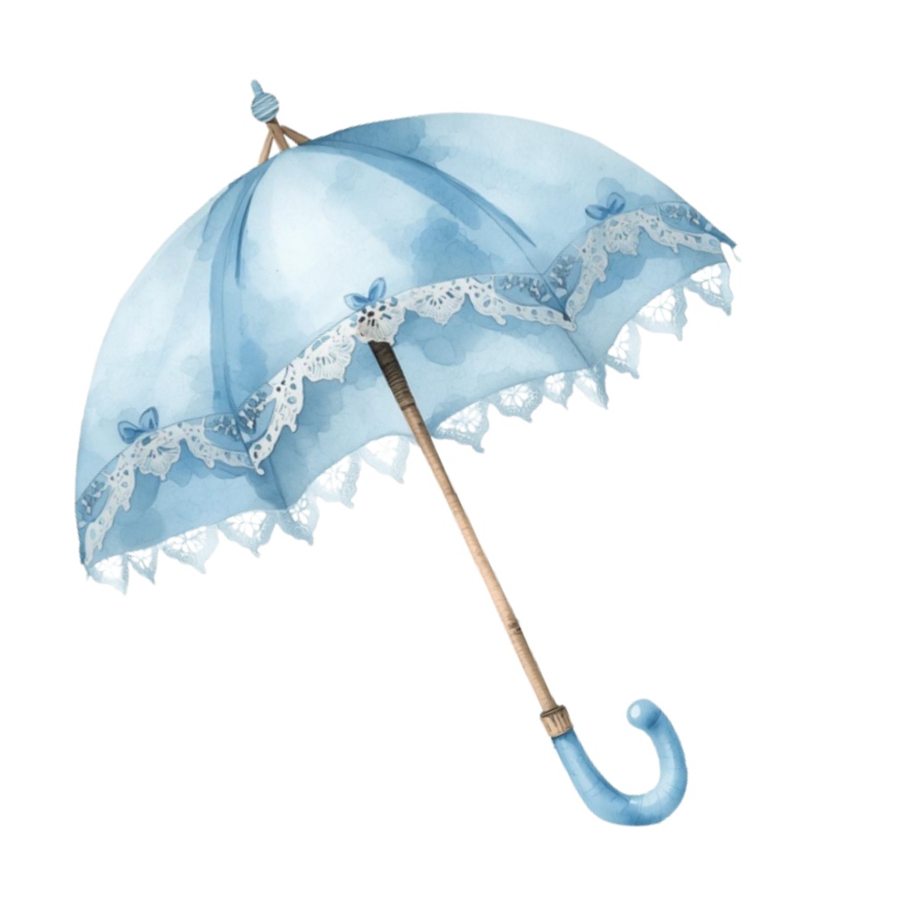 水彩風 フリル傘 コレクション(全12点 PNG)|Watercolor Frilled Umbrella Clipart Collection (12 PNGs)
