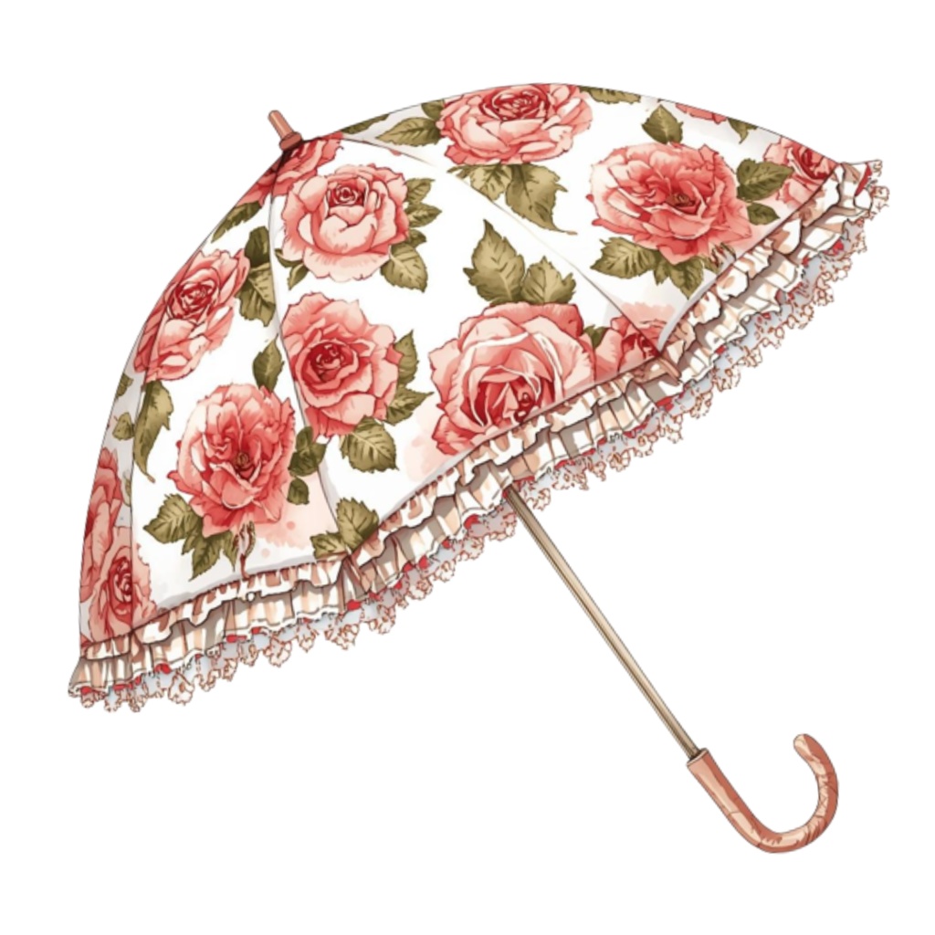 水彩風 フリル傘 コレクション(全12点 PNG)|Watercolor Frilled Umbrella Clipart Collection (12 PNGs)