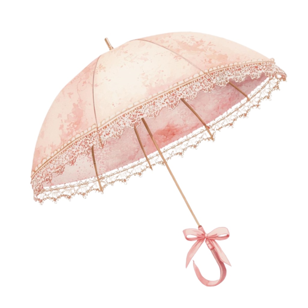 水彩風 フリル傘 コレクション(全12点 PNG)|Watercolor Frilled Umbrella Clipart Collection (12 PNGs)