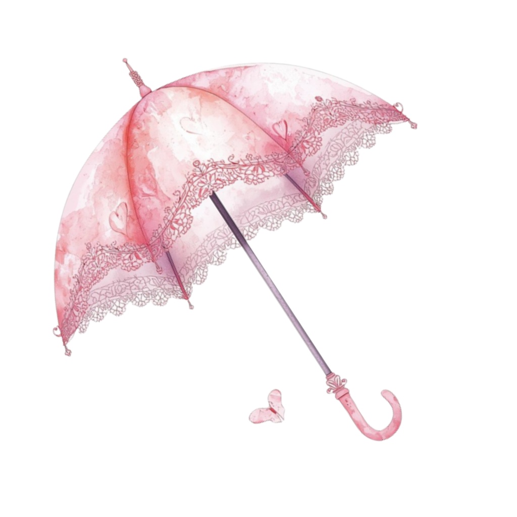水彩風 フリル傘 コレクション(全12点 PNG)|Watercolor Frilled Umbrella Clipart Collection (12 PNGs)