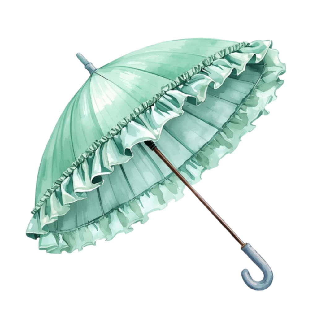 水彩風 フリル傘 コレクション(全12点 PNG)|Watercolor Frilled Umbrella Clipart Collection (12 PNGs)