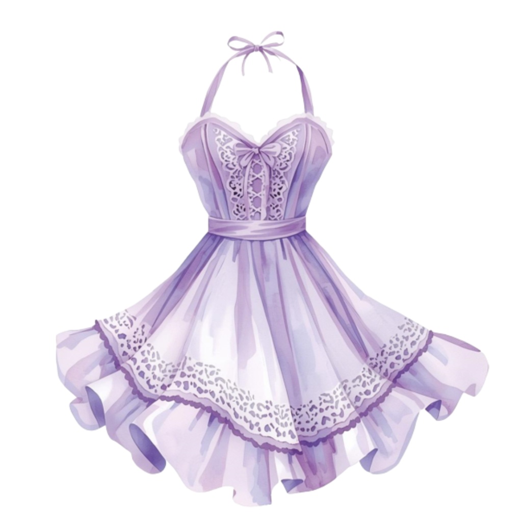 🌸 水彩風 フリルエプロン コレクション(全13種類)|  Watercolor Frilly Apron Collection (13 PNGs)