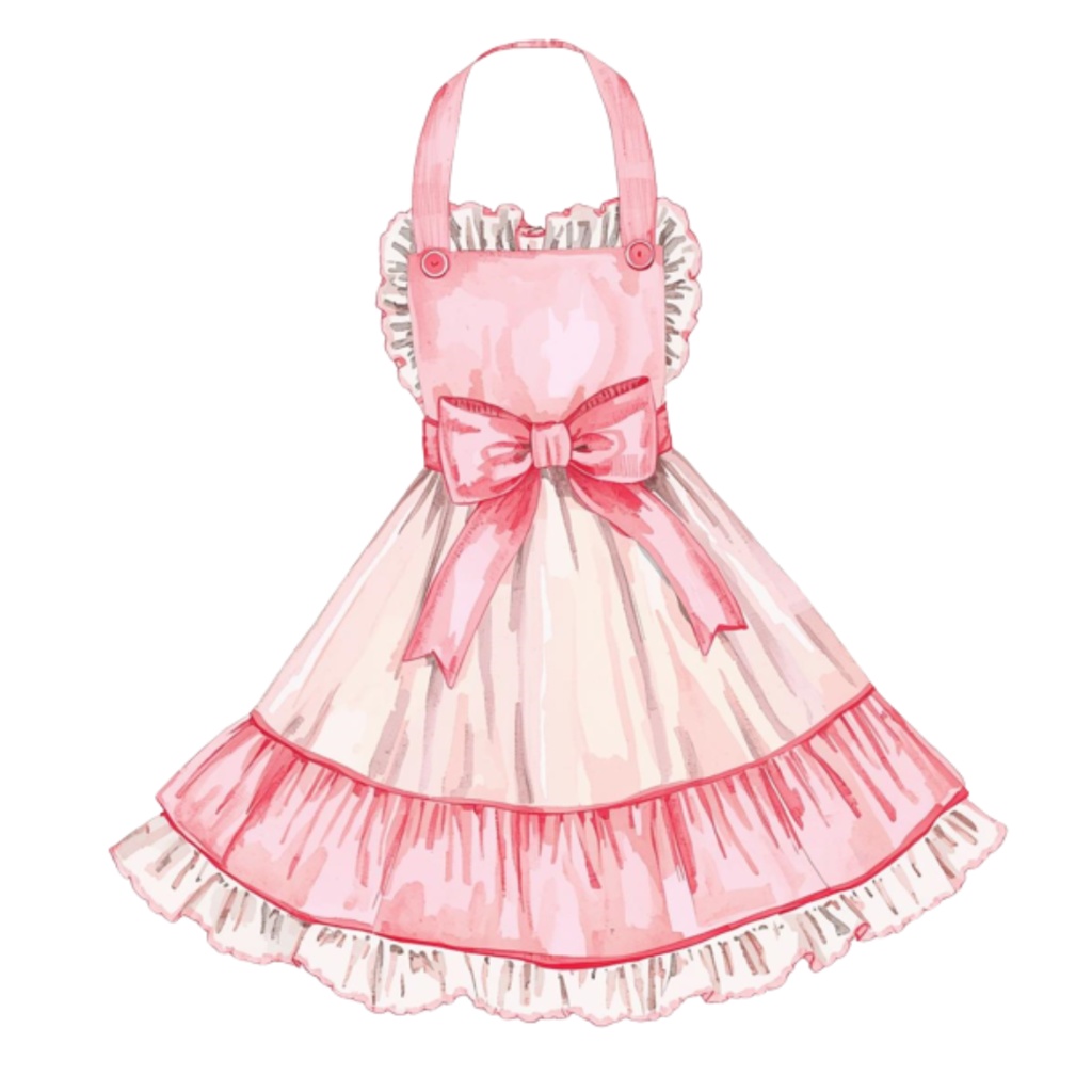 🌸 水彩風 フリルエプロン コレクション(全13種類)|  Watercolor Frilly Apron Collection (13 PNGs)