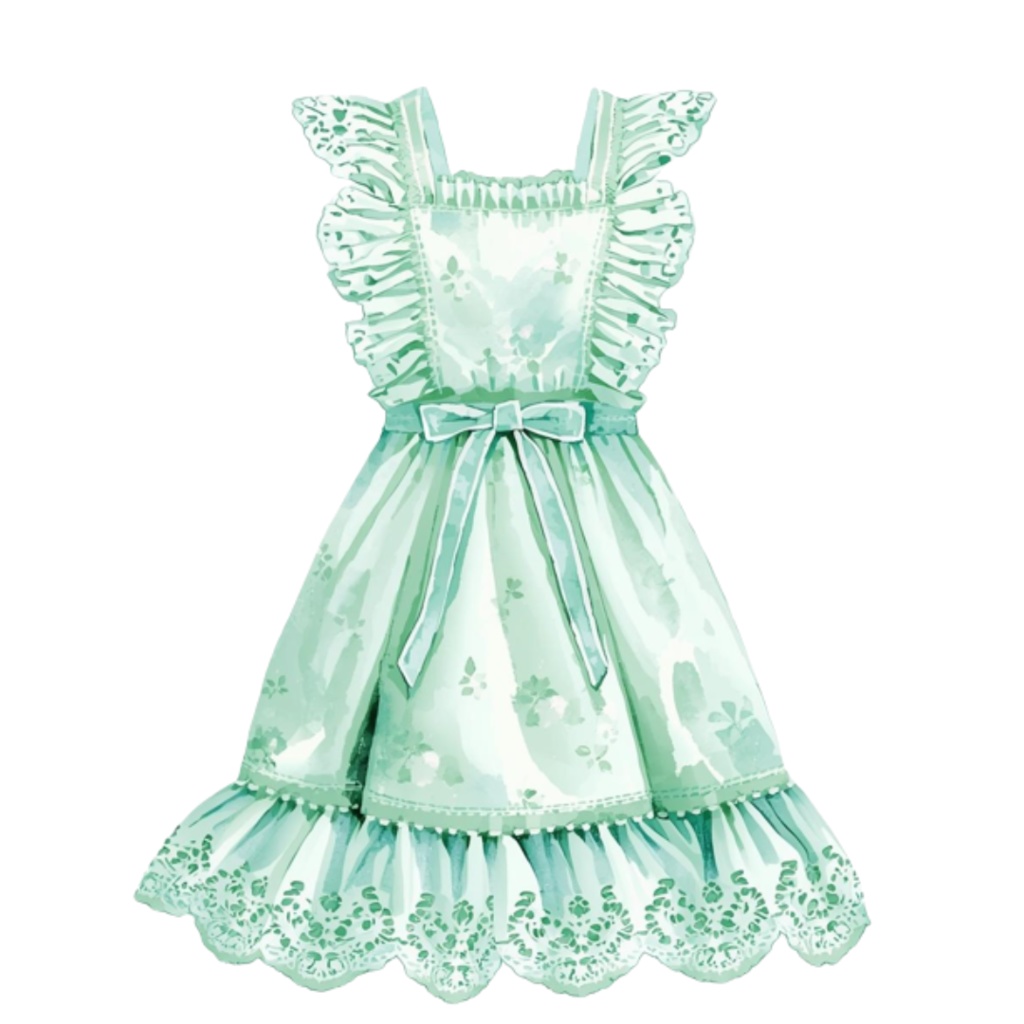 🌸 水彩風 フリルエプロン コレクション(全13種類)|  Watercolor Frilly Apron Collection (13 PNGs)