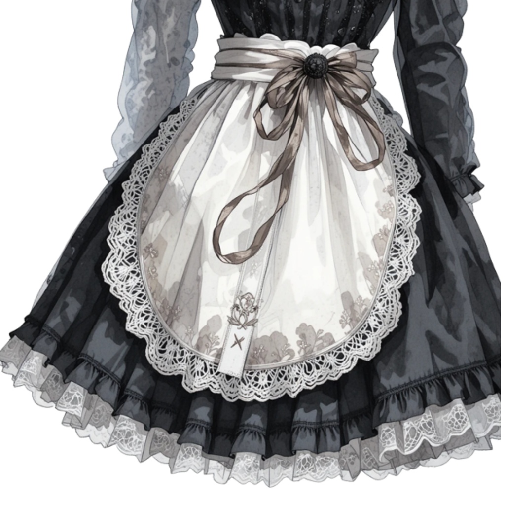 🌸 水彩風 フリルエプロン コレクション(全13種類)|  Watercolor Frilly Apron Collection (13 PNGs)