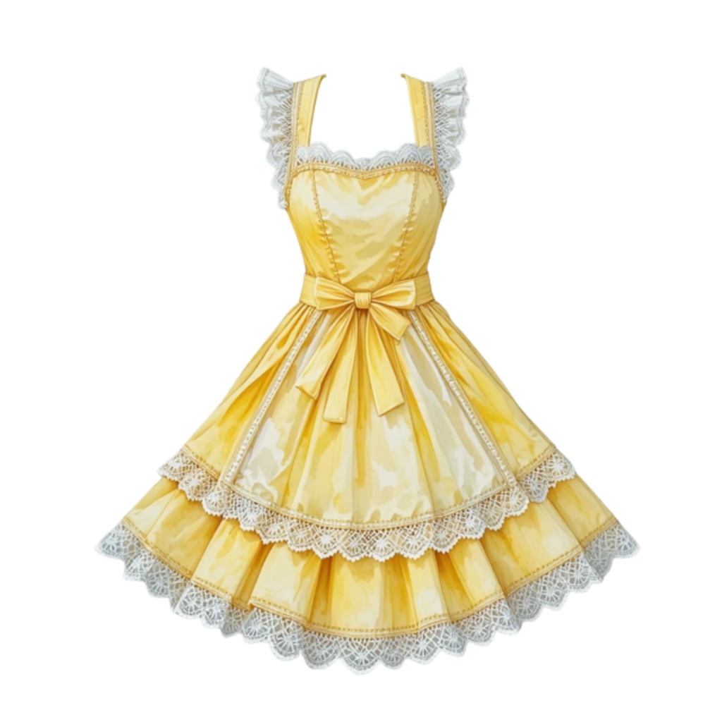 🌸 水彩風 フリルエプロン コレクション(全13種類)|  Watercolor Frilly Apron Collection (13 PNGs)
