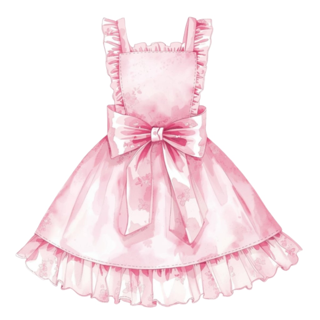 🌸 水彩風 フリルエプロン コレクション(全13種類)|  Watercolor Frilly Apron Collection (13 PNGs)