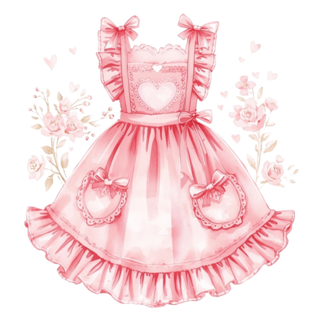 🌸 水彩風 フリルエプロン コレクション(全13種類)|  Watercolor Frilly Apron Collection (13 PNGs)