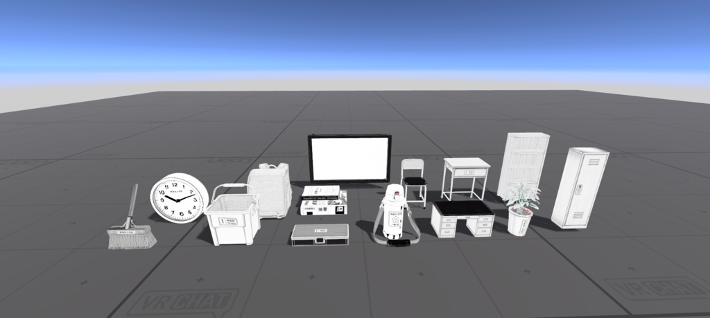 【VRChat/3D素材】漫画風・アニメ調 学園ワールド小道具 14点セット (Manga/Toon School Prop Set)