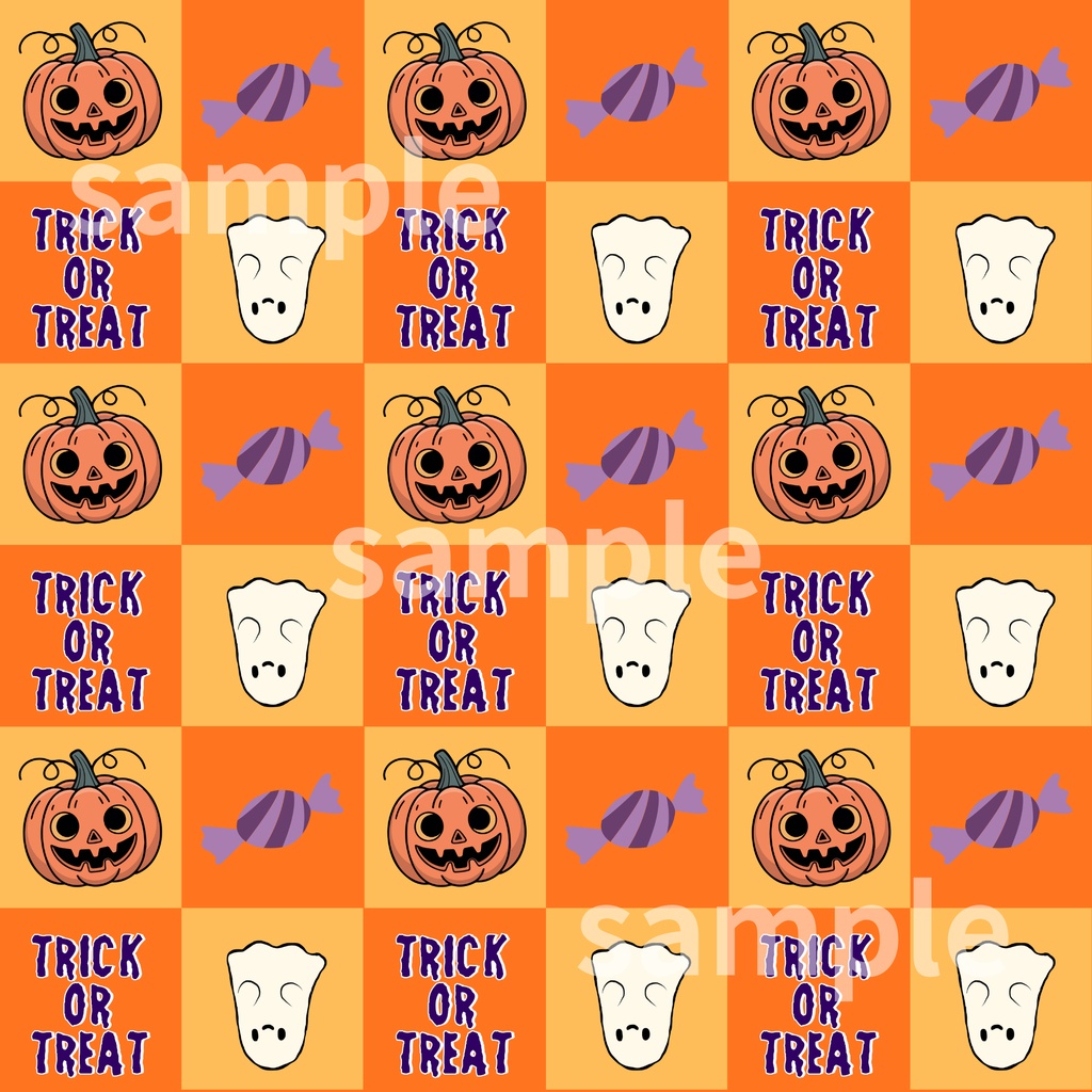 ハロウィン市松模様デジタルペーパー 5柄セット|Halloween Checkerboard