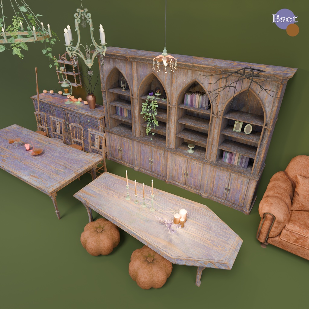 ハロウィン家具セット(3色×各57点)