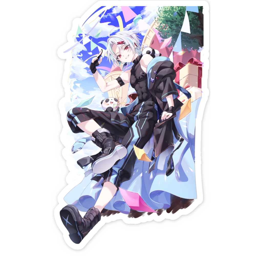 スラリオン活動1.5周年記念_スマホステッカー_ハーフアニバイラストVer