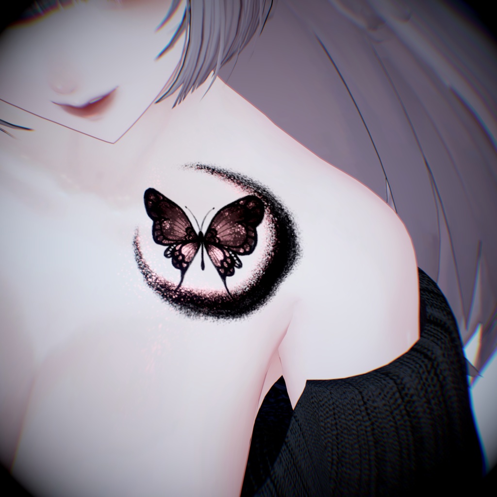 【7アバター対応】蝶と月【tattoo】