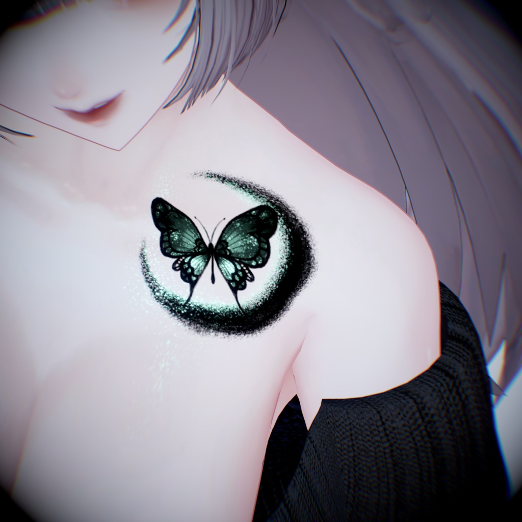 【7アバター対応】蝶と月【tattoo】