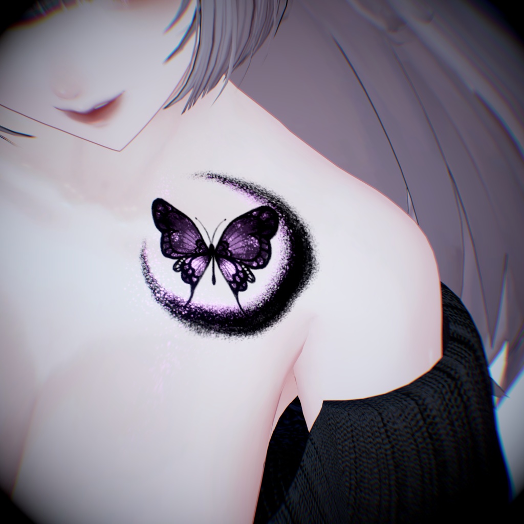 【7アバター対応】蝶と月【tattoo】