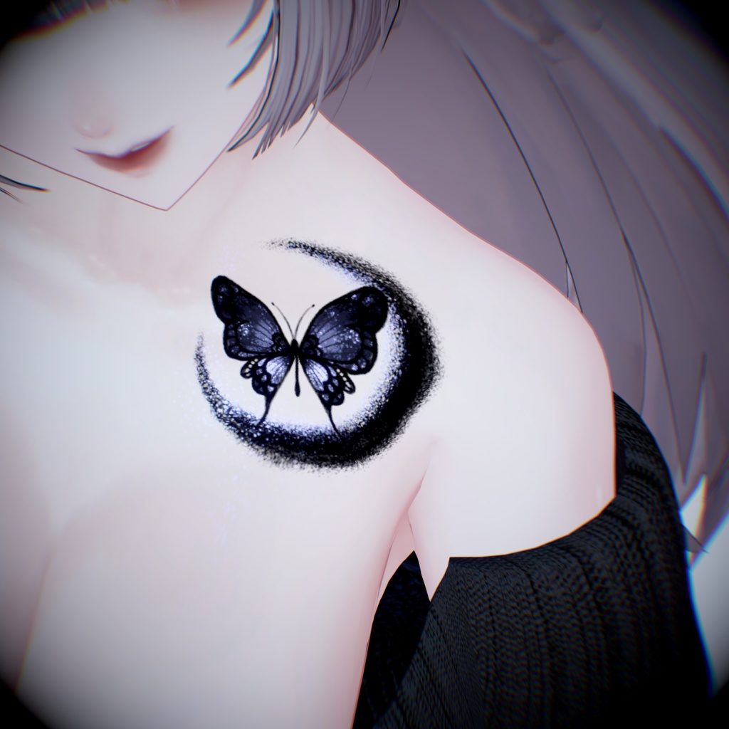 【7アバター対応】蝶と月【tattoo】