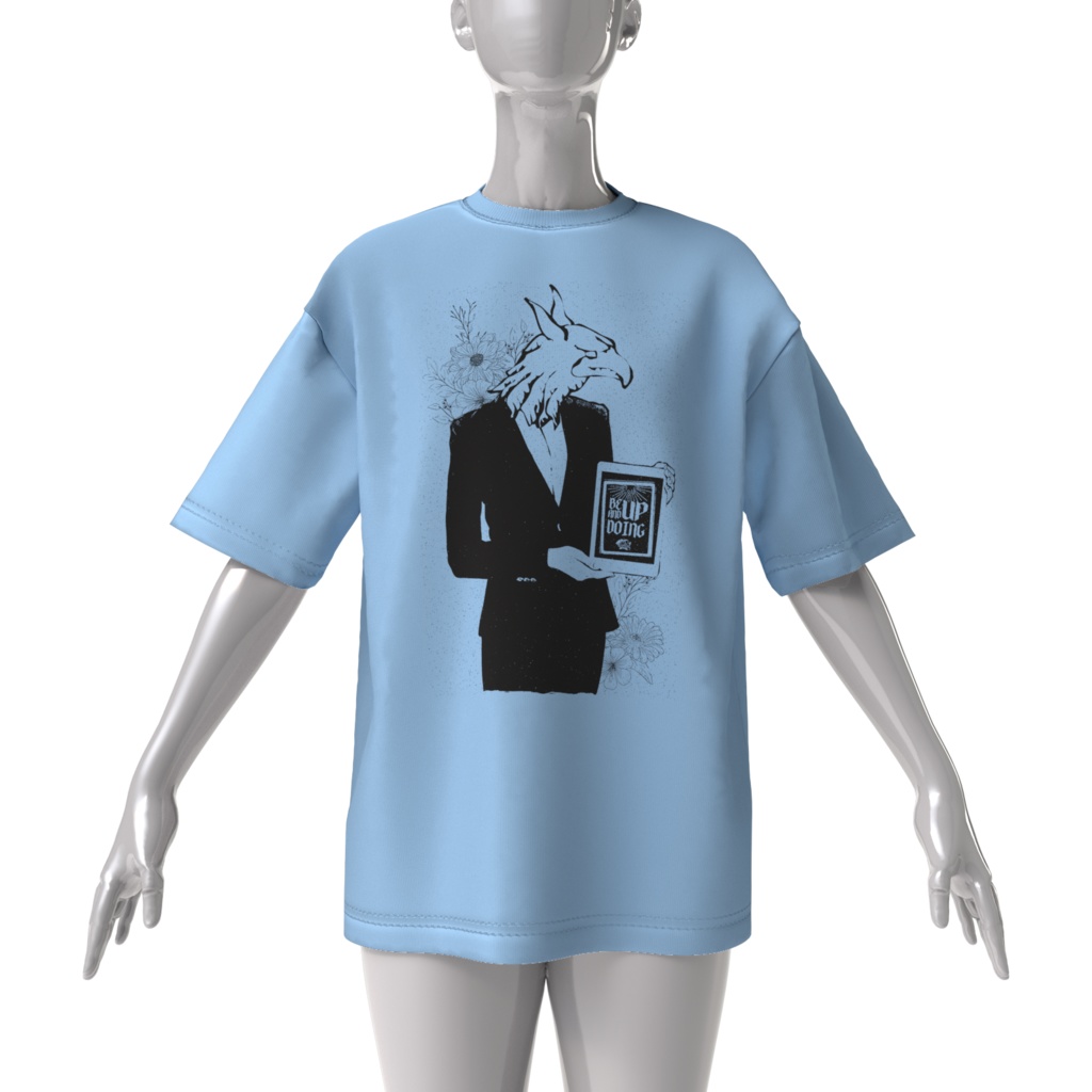 lala works Tシャツ タブレットを持つ鳥女