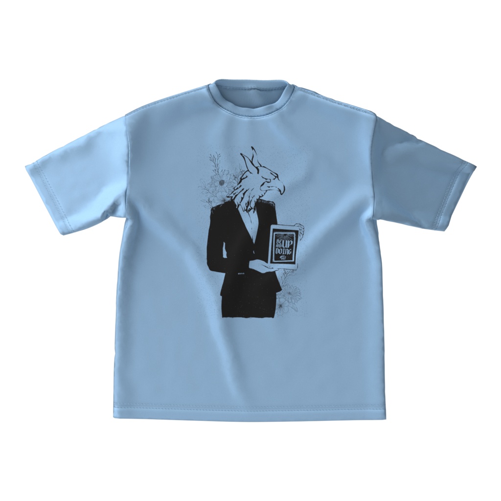 lala works Tシャツ タブレットを持つ鳥女