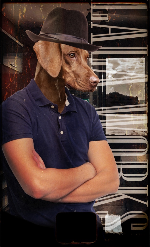 lala works Tシャツ 物思いにふける犬男