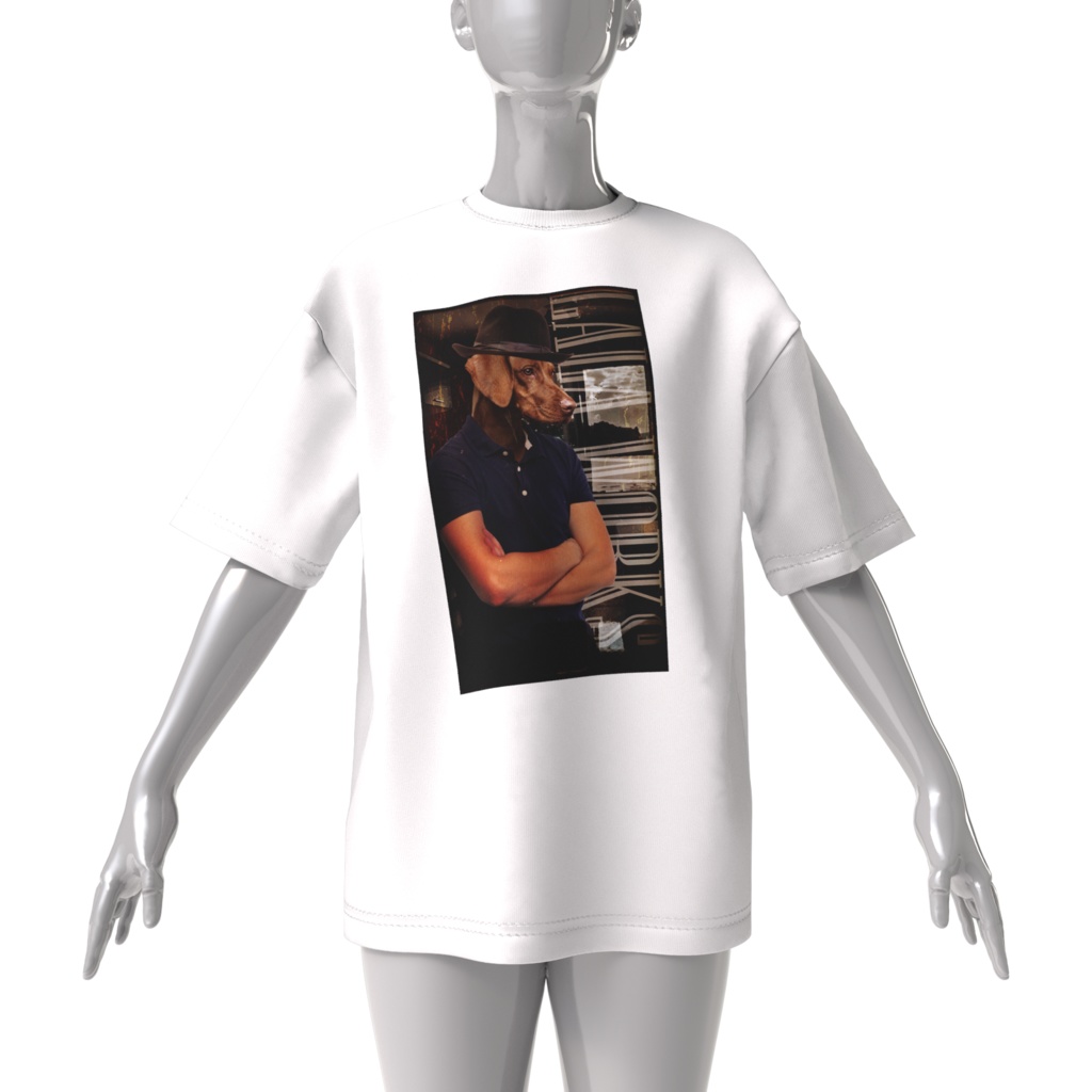 lala works Tシャツ 物思いにふける犬男