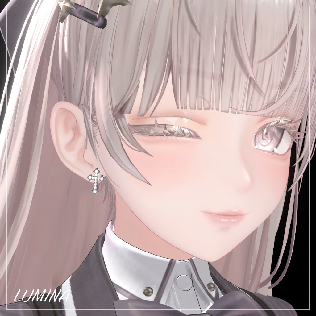 【期間限定無料】【MA対応】Crystal Cross Earring/クリスタルクロスピアス【VRChat想定】