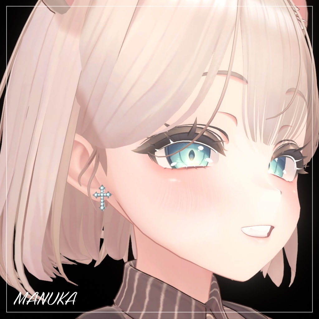 【期間限定無料】【MA対応】Crystal Cross Earring/クリスタルクロスピアス【VRChat想定】