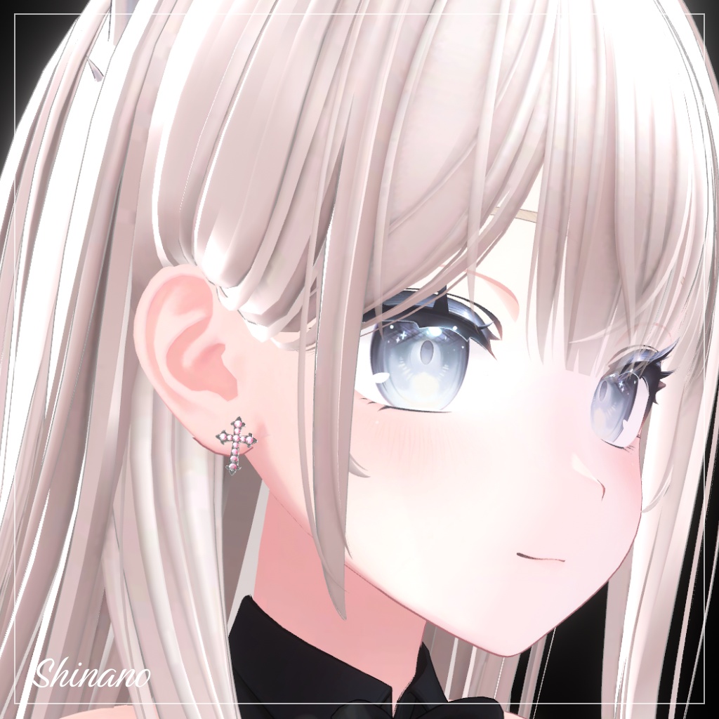 【期間限定無料】【MA対応】Crystal Cross Earring/クリスタルクロスピアス【VRChat想定】