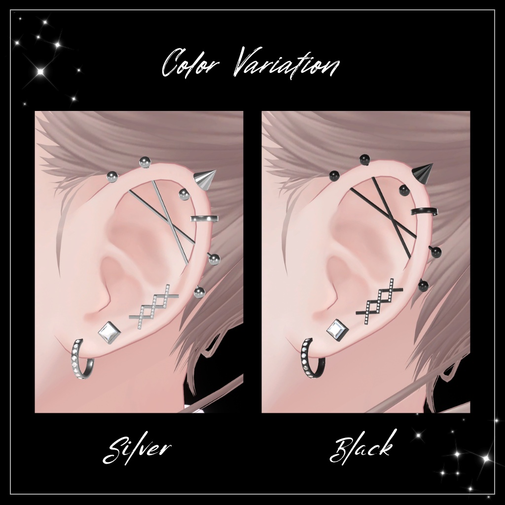 【MA対応】Punk Piercing Set/パンクピアスセット【VRChat想定】