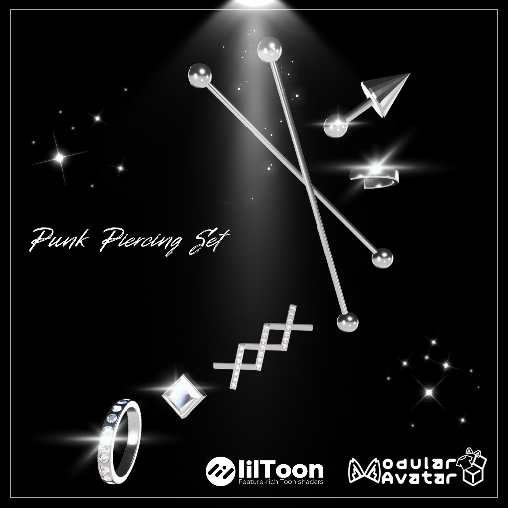 【MA対応】Punk Piercing Set/パンクピアスセット【VRChat想定】