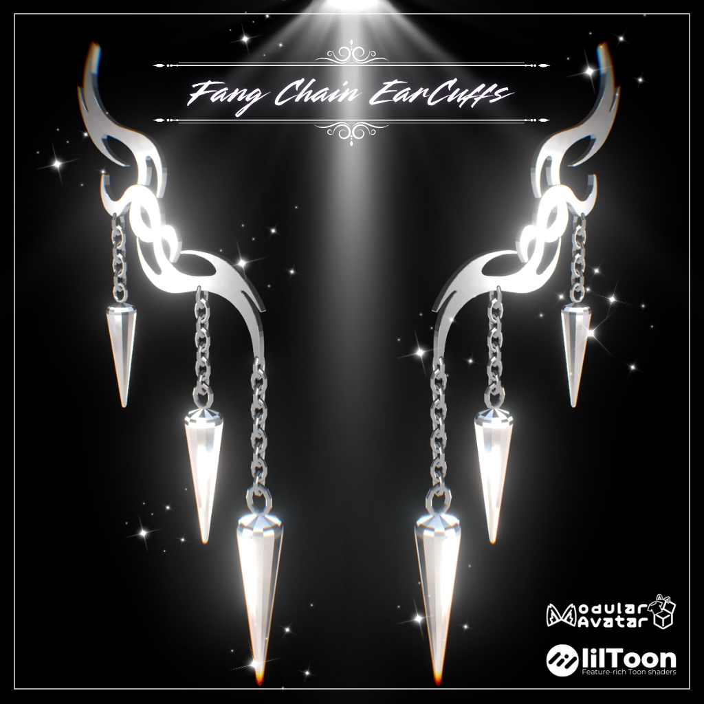 【イヤーカフ】Fang Chain EarCuffs【VRChat想定】