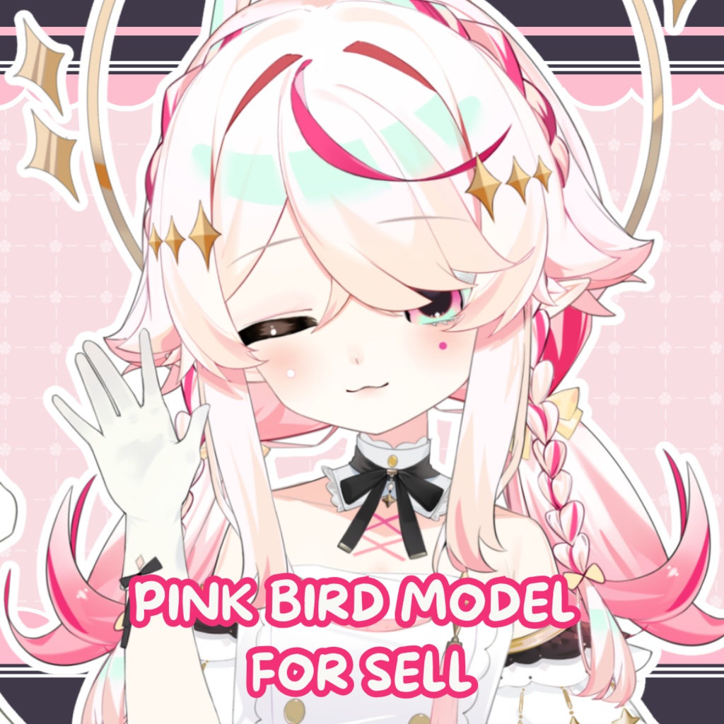 【LIVE 2Dモデル】 Pink Songbird Girl Vtuber Model for Sell 鳥モデル
