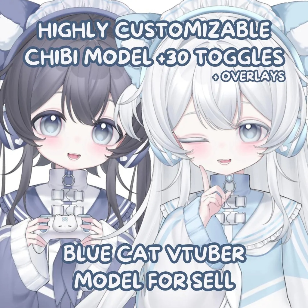 【LIVE 2Dモデル】Blue Cat Girl Vtuber Model for Sell 青猫モデル