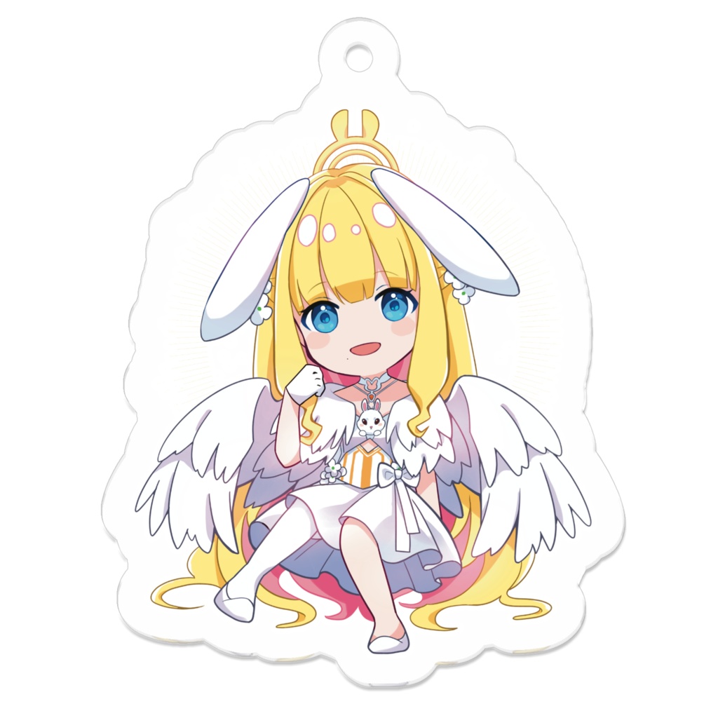 天使かやの　新衣装白　アクリルキーホルダー　イラスト雀地先生