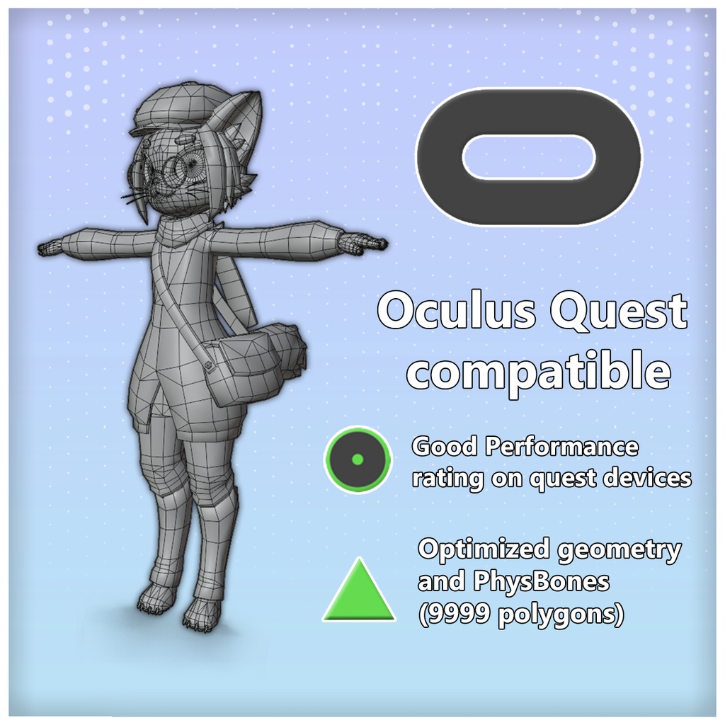 VRChat向け3Dオリジナルモデル「Polycat Mori Kei」