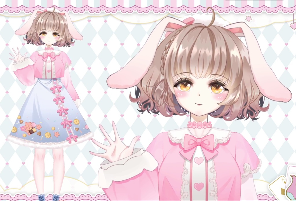 【VTuber素材】 "粉蓝糕糕"衣装