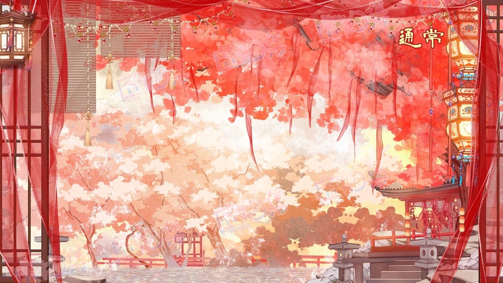 【動く配信背景】縁結びの寺【Vtuber向け】