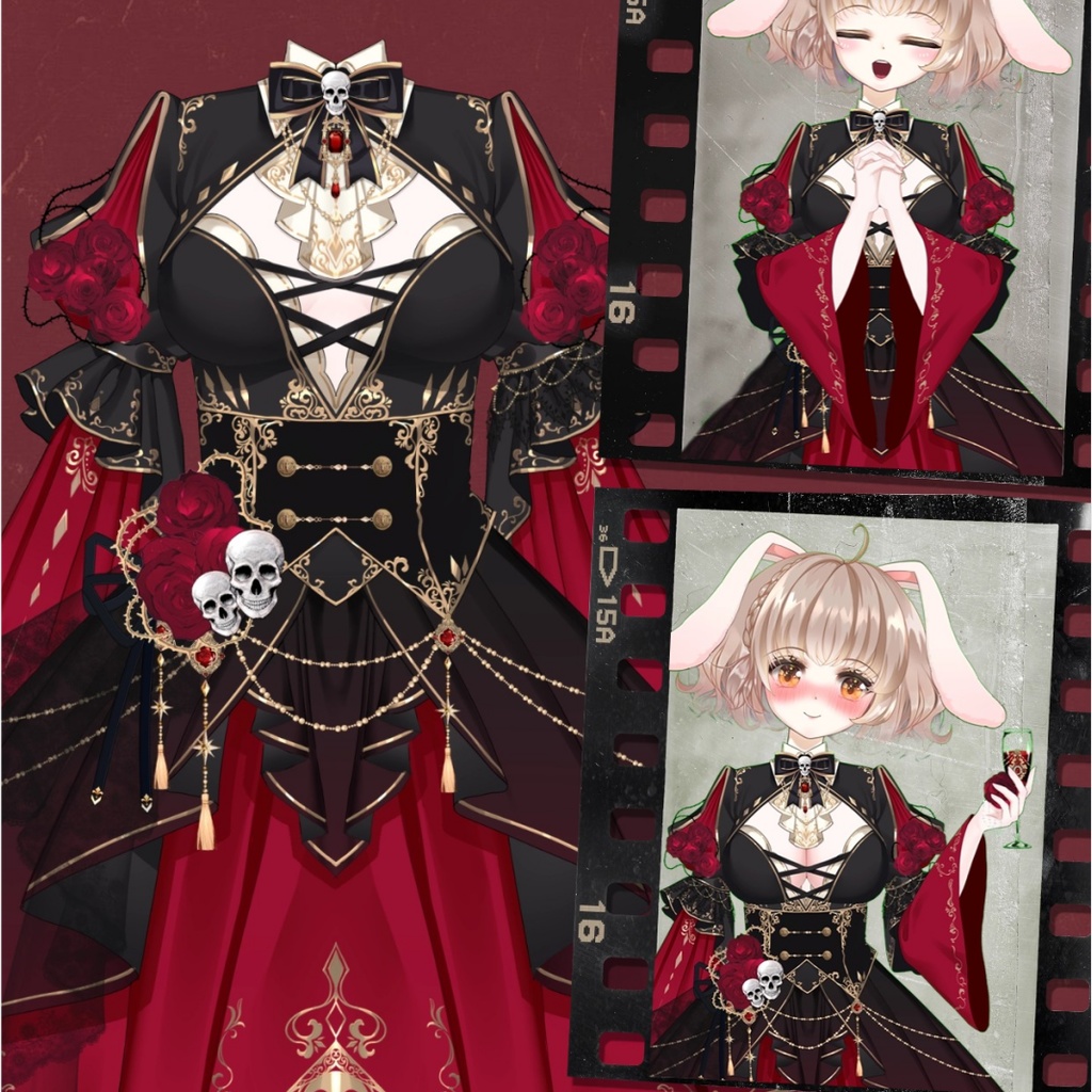 【VTuber素材】バラのドレス【Vtuber向け】