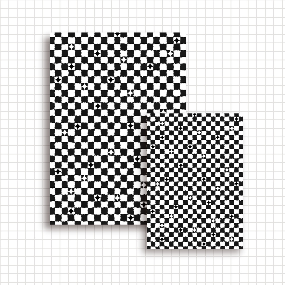 【A4/A5/DATE】Wavy Monochrome Check – Design Paper