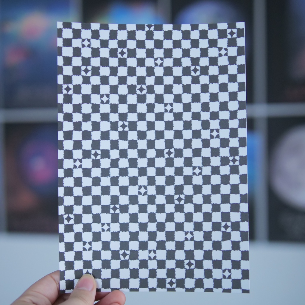 【A4/A5/DATE】Wavy Monochrome Check – Design Paper