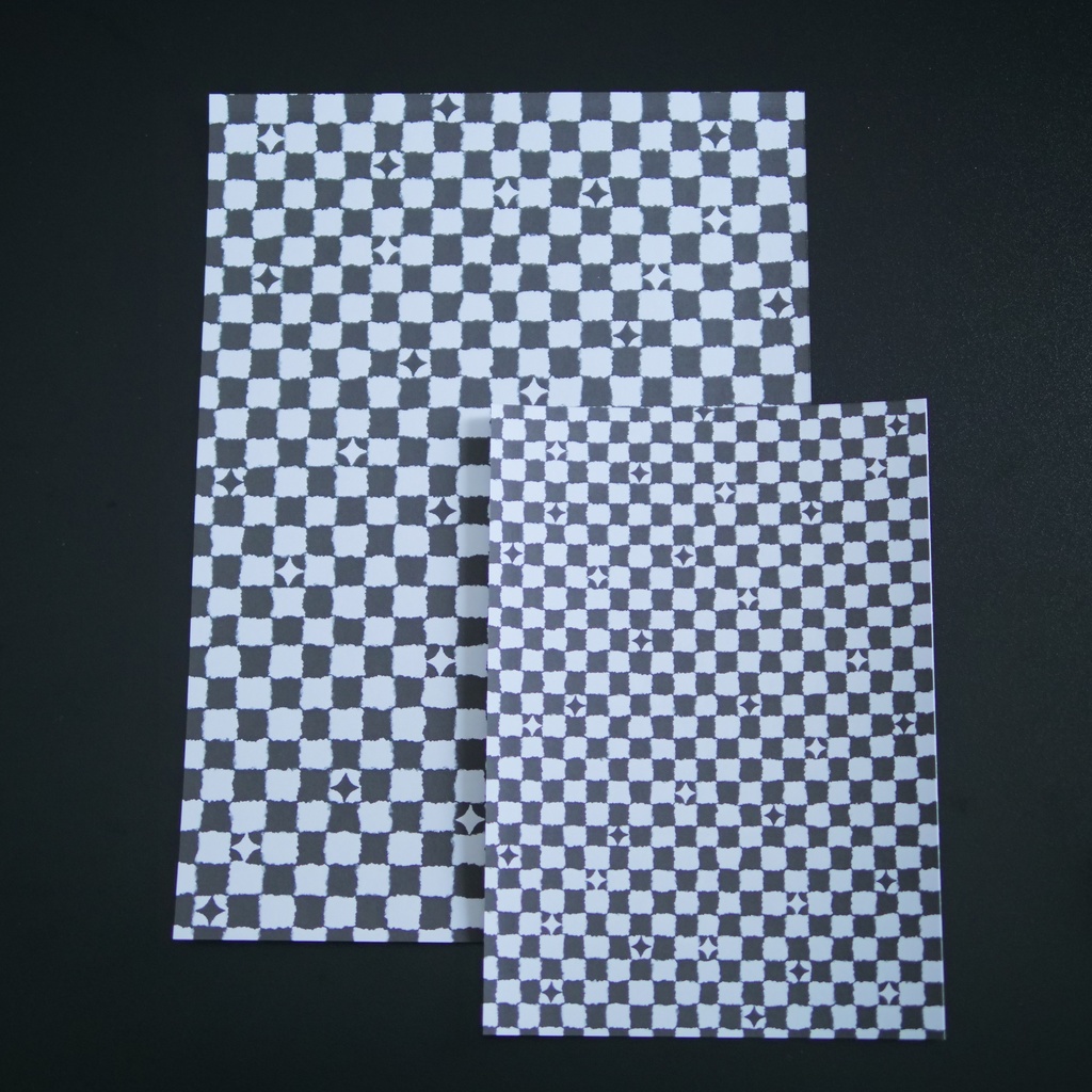 【A4/A5/DATE】Wavy Monochrome Check – Design Paper
