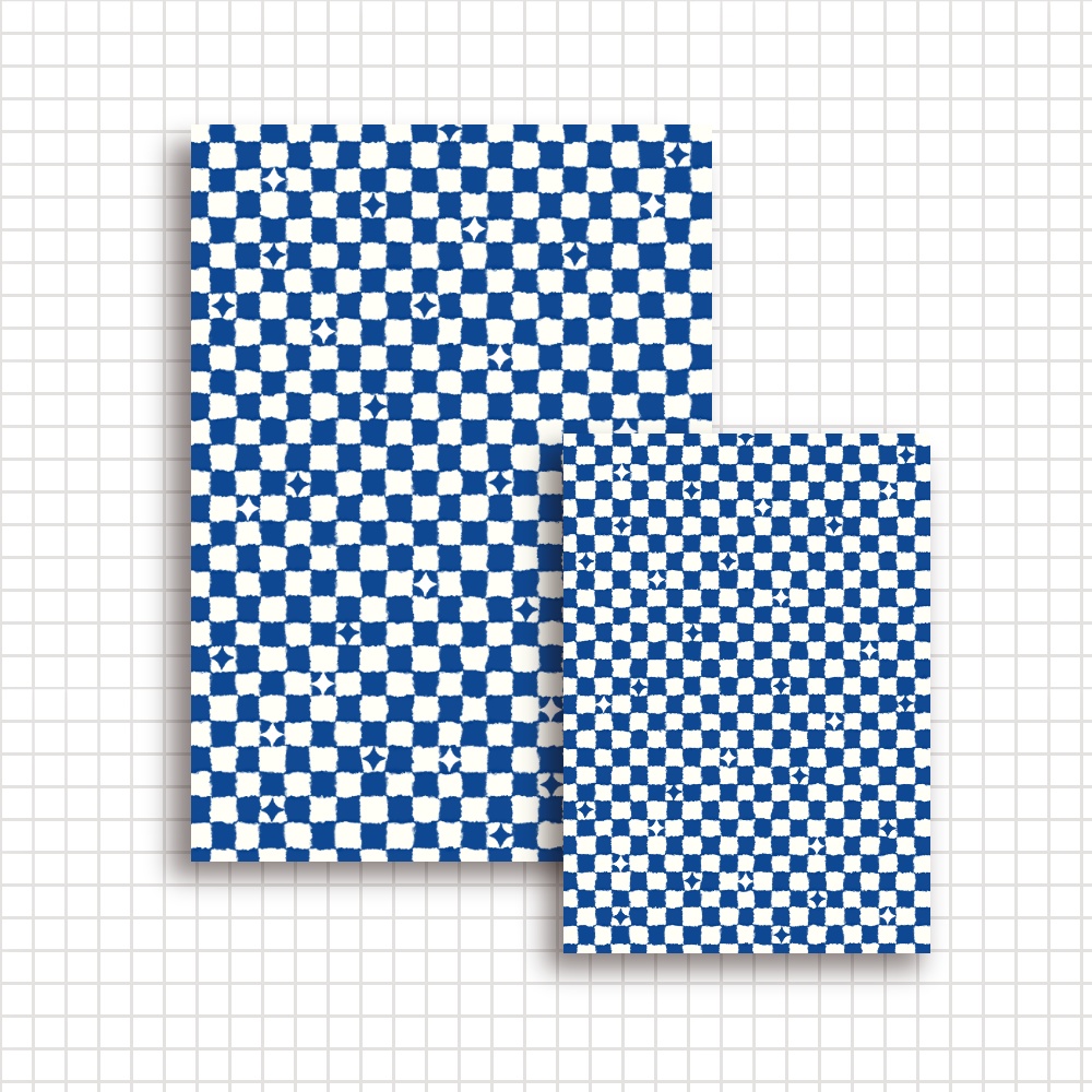 【A4/A5/DATE】Blue Wavy Check – Design Paper