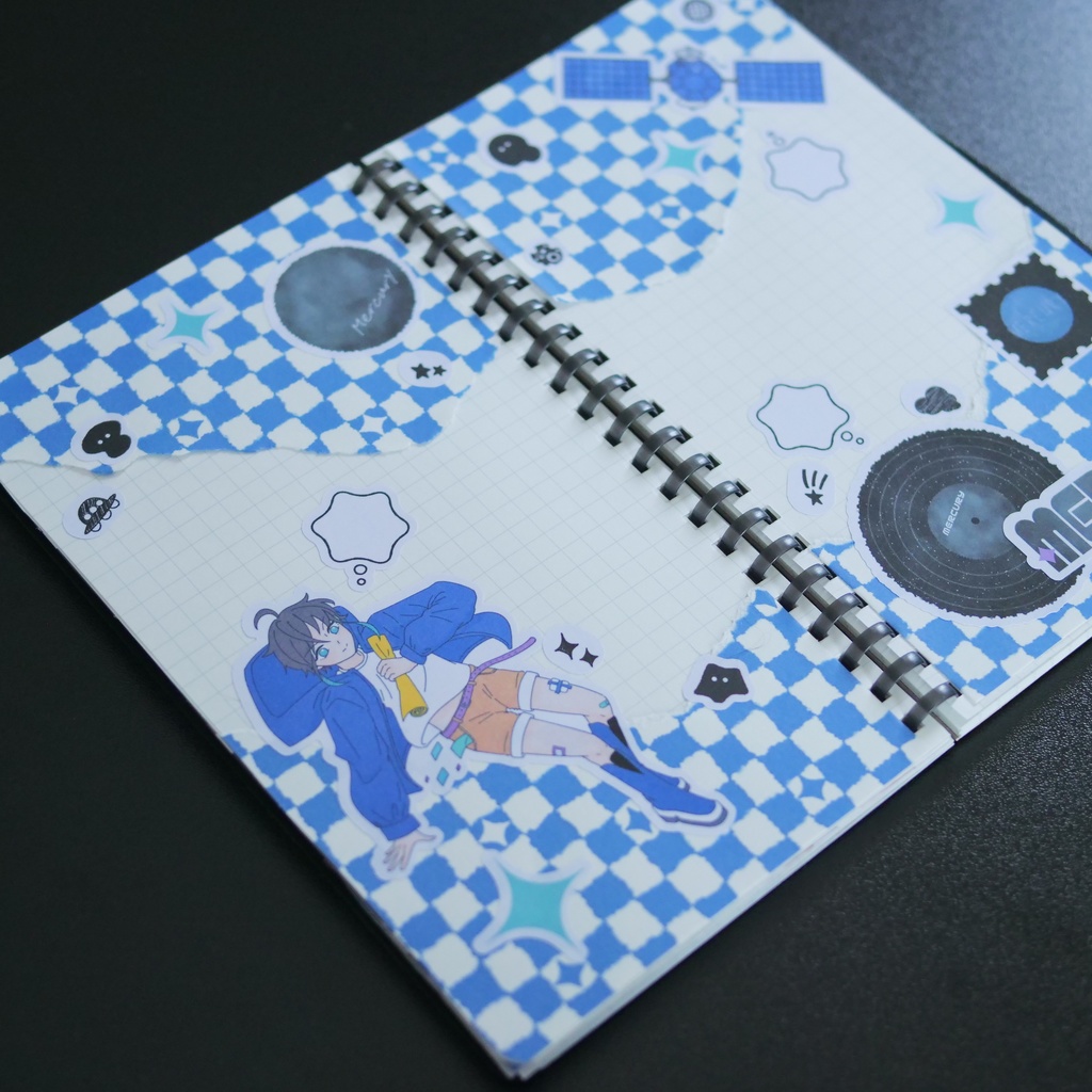 【A4/A5/DATE】Blue Wavy Check – Design Paper