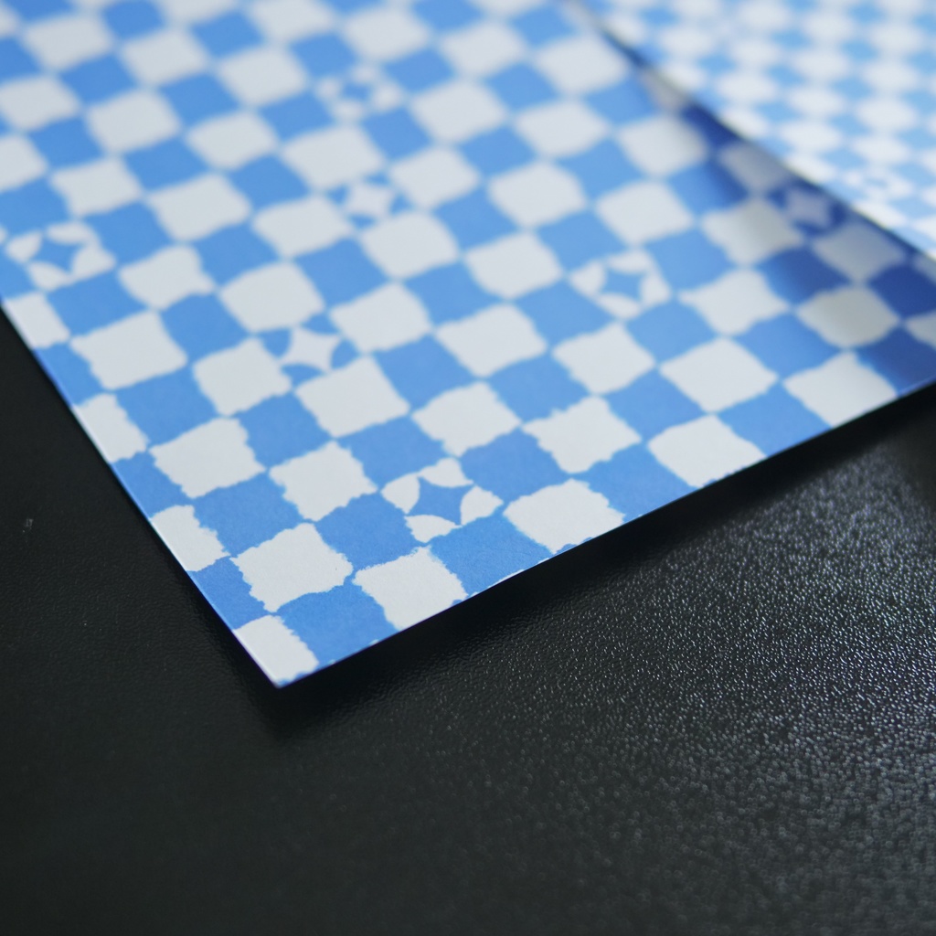 【A4/A5/DATE】Blue Wavy Check – Design Paper