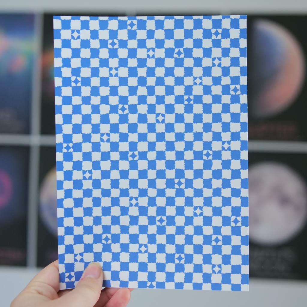 【A4/A5/DATE】Blue Wavy Check – Design Paper