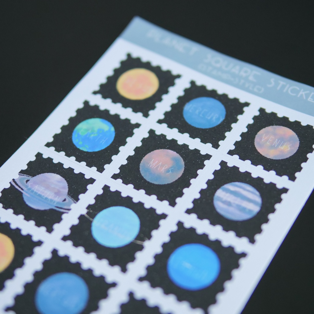 Planet Square Stickers(Stamp-Style)