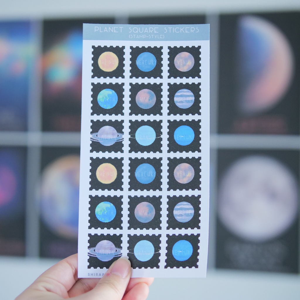 Planet Square Stickers(Stamp-Style)