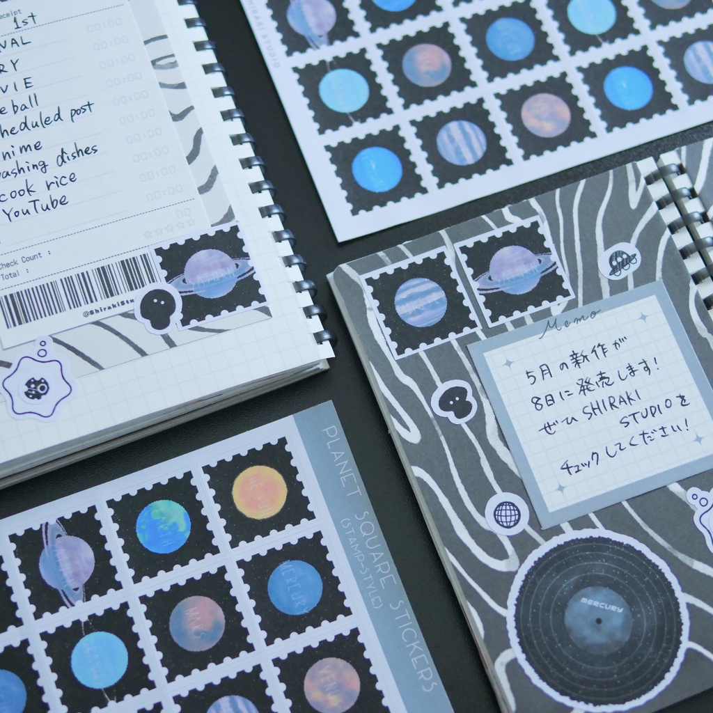 Planet Square Stickers(Stamp-Style)