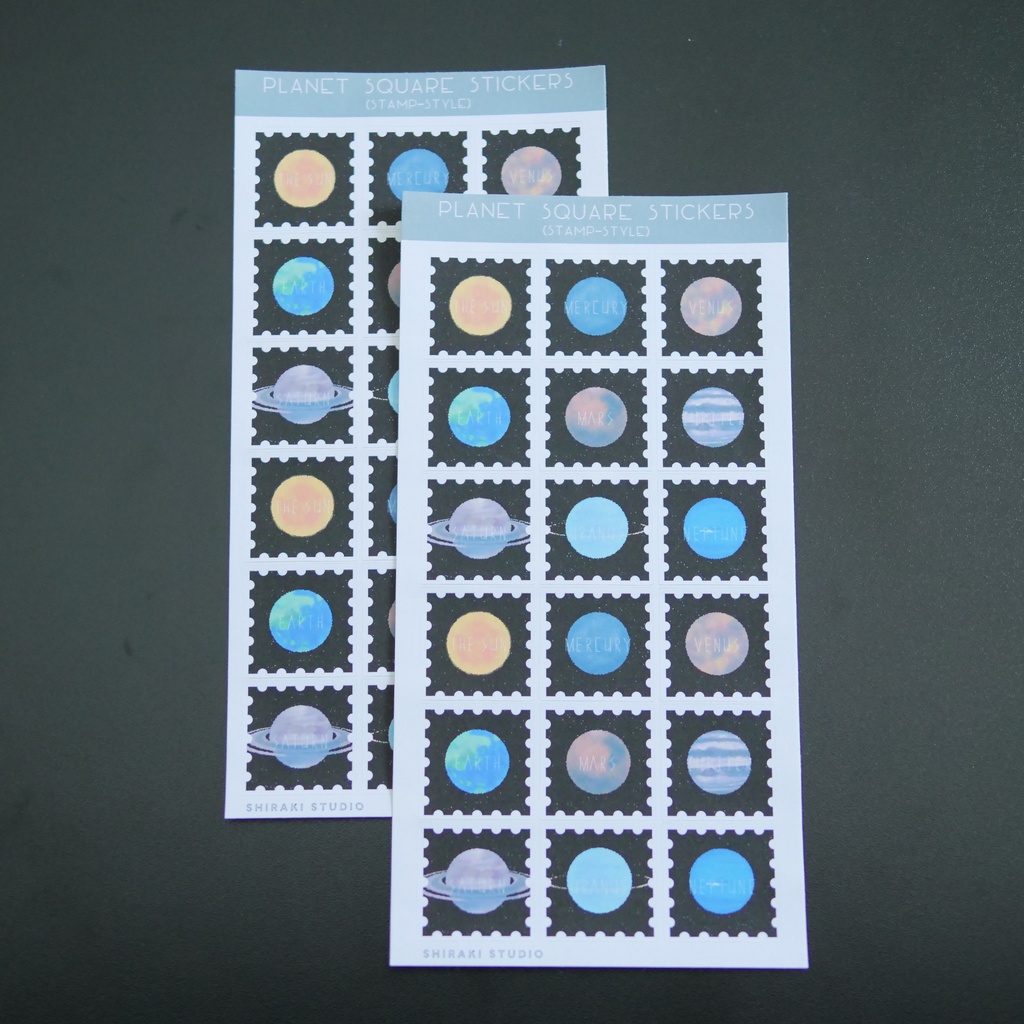 Planet Square Stickers(Stamp-Style)