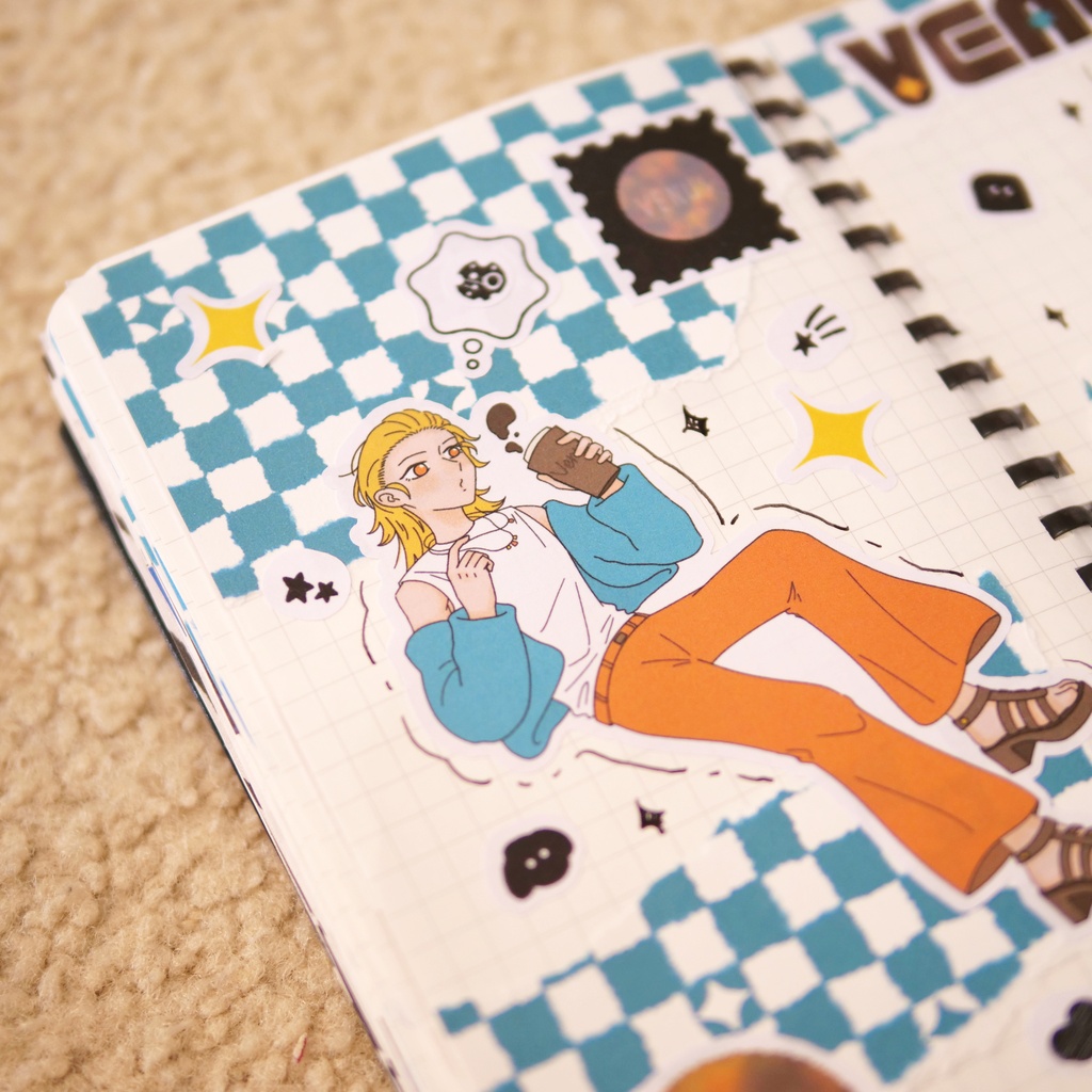 【A4/A5/DATE】Teal Wavy Check – Design Paper